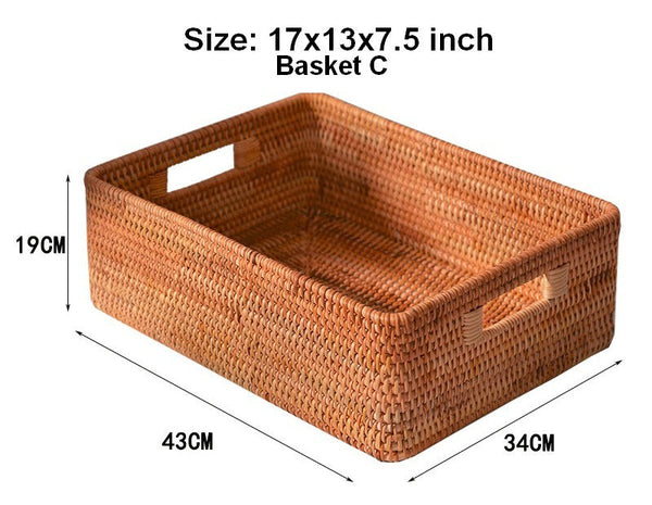 Woven Storage Baskets, Rattan Storage Baskets for Kitchen, Storage Basket for Shelves, Kitchen Storage Basket, Storage Baskets for Bedroom-Silvia Home Craft