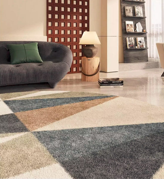 Abstract Contemporary Round Rugs, Modern Rugs for Dining Room, Geometric Modern Rugs for Bedroom, Modern Area Rugs under Coffee Table-Silvia Home Craft