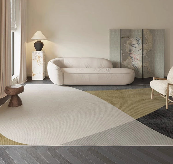 Modern Area Rugs for Living Room, Abstract Contemporary Modern Rugs, Geometric Area Rugs for Bedroom, Dining Room Floor Carpet Placement Ideas-Silvia Home Craft