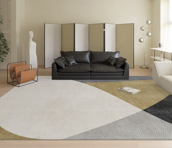 Geometric Area Rugs for Bedroom, Modern Area Rugs for Living Room, Abstract Contemporary Modern Rugs, Dining Room Floor Carpet Placement Ideas-Silvia Home Craft