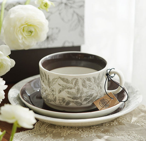 Vintage Porcelain Tea Cup Saucer Set, 8 oz British Tea Cup and Saucer in Gift Box, Royal Ceramic Cups, Elegant Ceramic Coffee Cups-Silvia Home Craft