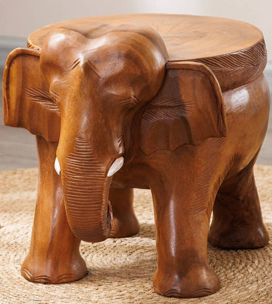 Dining Table Stool, Handmade Solid Wood low Stool, Elephant Wooden Stool, Elephant Sofa Stool, Creative Shoe-changing Stool-Silvia Home Craft