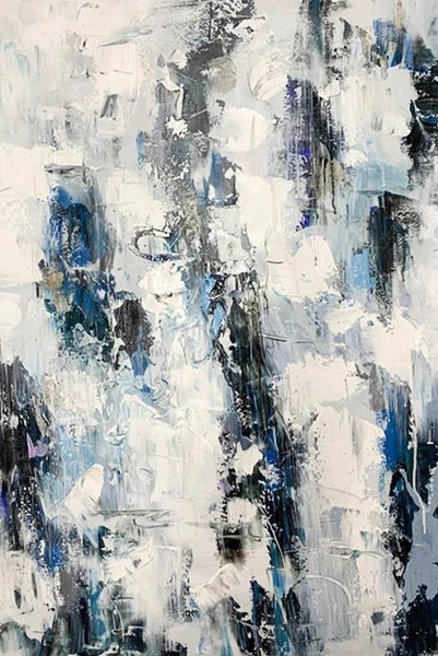 Modern Paintings Behind Sofa, Abstract Paintings for Dining Room, Buy Paintings Online, Palette Knife Canvas Art, Impasto Wall Art-Silvia Home Craft