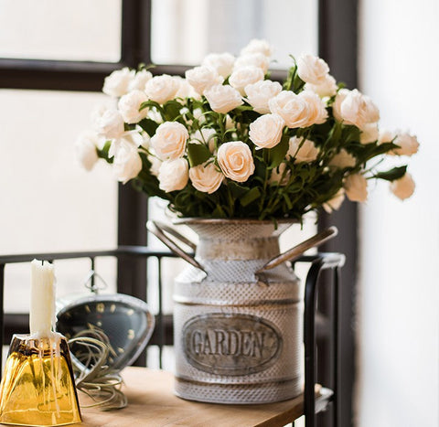 Flower Arrangement Ideas for Living Room, White Camellia Flowers, Modern Artificial Flowers for Home Decoration, Simple Artificial Floral for Bedroom-Silvia Home Craft