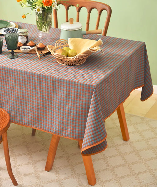 Cotton Chequer Rectangular Tablecloth for Kitchen, Rectangle Table Covers for Dining Room Table, Square Tablecloth for Coffee Table, Farmhouse Table Cloth-Silvia Home Craft