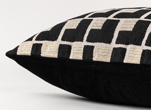 Black Chequer Modern Sofa Throw Pillows, Abstract Contemporary Throw Pillow for Living Room, Large Decorative Throw Pillows for Couch-Silvia Home Craft