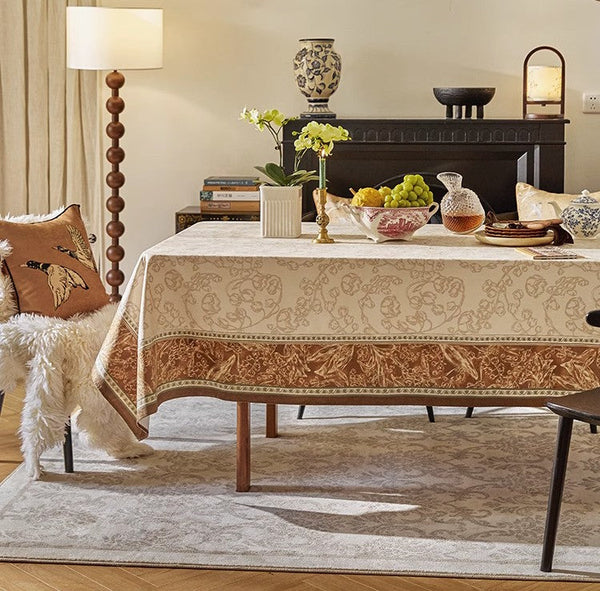 Flower Farmhouse Table Covers, Square Tablecloth for Round Table, Extra Large Modern Rectangular Tablecloth for Dining Room Table, Mid Century Tablecloth for Living Room-Silvia Home Craft