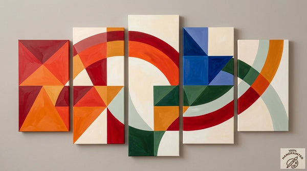 Large Modern Paintings, Geometric Contemporary Art, Hand Painted Canvas Art, Original Acrylic Paintings-Silvia Home Craft