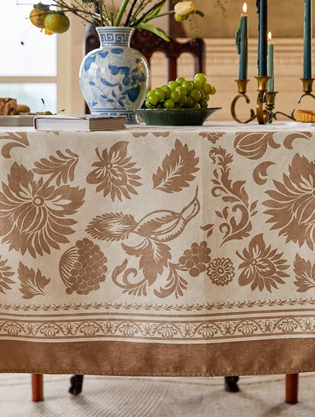 Flower Pattern Table Covers for Round Table, Large Modern Rectangle Tablecloth for Dining Table, Farmhouse Table Cloth for Oval Table, Square Tablecloth for Kitchen-Silvia Home Craft