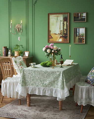 Natural Spring Farmhouse Table Cloth, Extra Large Rectangle Tablecloth for Dining Room Table, Flower Pattern Cotton Tablecloth, Square Tablecloth for Round Table-Silvia Home Craft