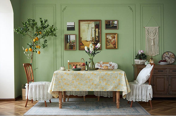 Natural Spring Farmhouse Table Cloth, Large Modern Rectangle Tablecloth for Dining Room Table, Square Tablecloth for Round Table, Flower Pattern Tablecloth-Silvia Home Craft