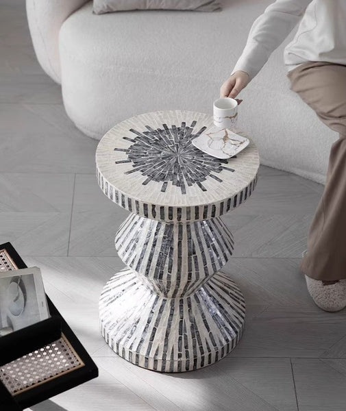 Shell Small Sofa Side Table, Bedside Small Side Table, Portable Casual Side Table, Contemporary Round Side Table, Creative Coffee Table