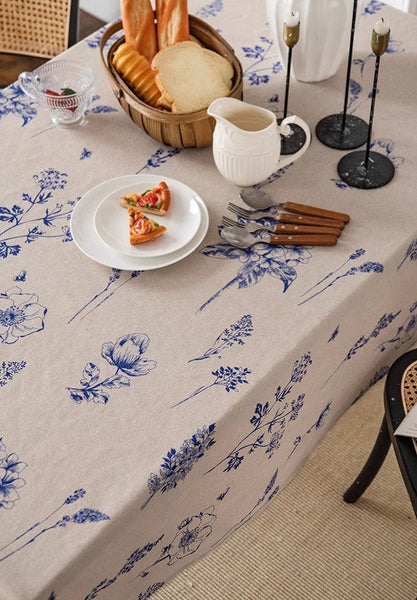 Dining Room Flower Table Cloths, Large Rectangular Table Covers for Kitchen, Farmhouse Table Cloth, Wedding Tablecloth, Square Tablecloth for Oval Table-Silvia Home Craft