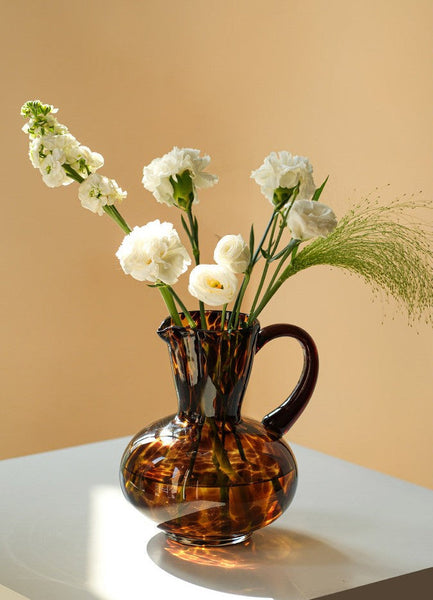 Handmade Modern Vases for Bedroom, Decorative Glass Vase, Mid Century Glass Vases, Centerpiece Contemporary Vases on Table, Modern Glass Vase for Flowers-Silvia Home Craft