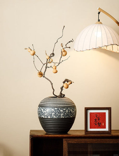 Large Pottery Flower Vases Urn, Centerpiece on Dining Table, Flower Vase on Table, Handmade Water Holding Flower Vases, Modern Bouquet Vases-Silvia Home Craft