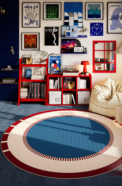 Modern Rugs for Dining Room, Circular Modern Rugs for Apartment, Abstract Contemporary Round Rugs for Dining Room, Geometric Modern Rug Ideas for Living Room-Silvia Home Craft