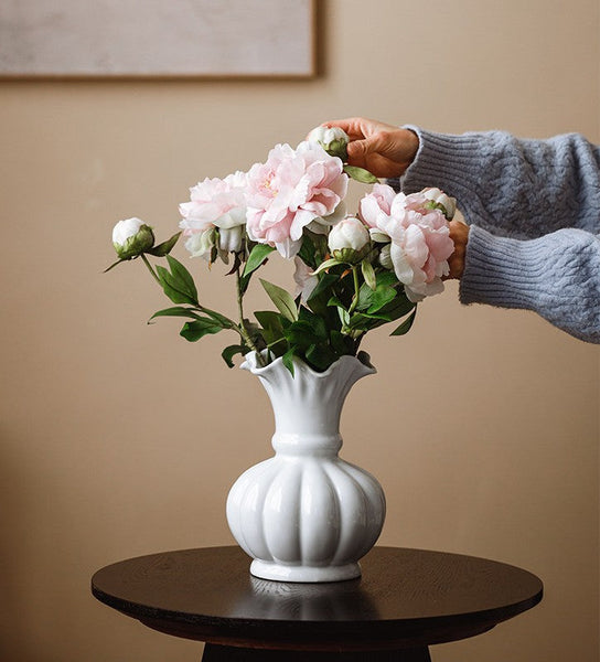 Handmade Water Holding Flower Vase, Ceramic Bud Vases, Small Flower Vases on Table, Rustic Porcelain Flower Vases-Silvia Home Craft