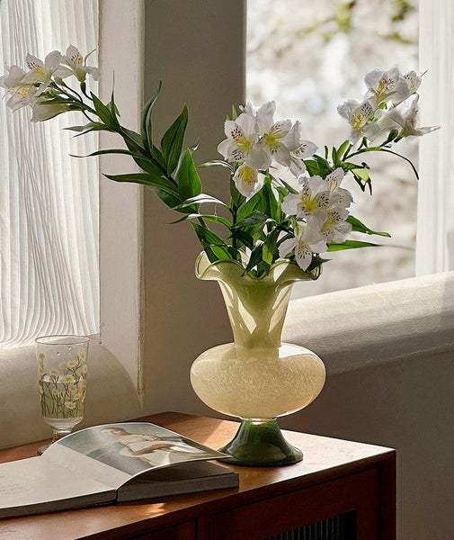 Bouquet Flower Vase, Vintage Glass Flower Vases, Water Holding Flower Vases, Glass Bud Vases, Handmade Flower Vases on Table-Silvia Home Craft