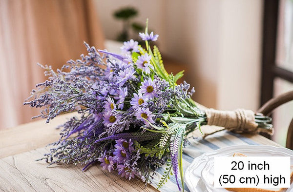 Myosotis Lovegrass, Daisy, Salvia, Beautiful Spring Flower Arrangement for Living Room, Ctreative Modern Artificial Floral for Home Decoration-Silvia Home Craft