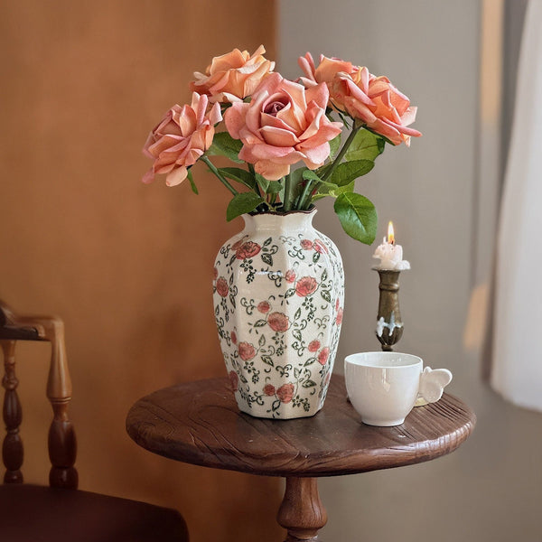 Ceramic Bouquet Vases, Tall Flower Vases on Table, Rustic Porcelain Flower Vases, Handmade Water Holding Flower Vases-Silvia Home Craft