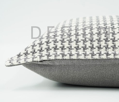 Gray Chequer Modern Sofa Pillows, Large Decorative Throw Pillows, Contemporary Square Modern Throw Pillows for Couch, Abstract Throw Pillow for Interior Design-Silvia Home Craft