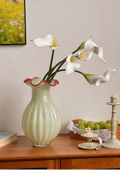 French Vintage Glass Flower Vases, Glass Bud Vases, Flower Vases on Table, Handmade Water Holding Flower Vases-Silvia Home Craft