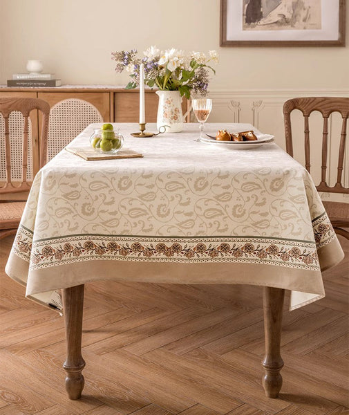 Kitchen Table Cover, Flower Tablecloth for Round Table, Elegant Table Cover for Dining Room Table, Modern Rectangle Tablecloth for Oval Table-Silvia Home Craft