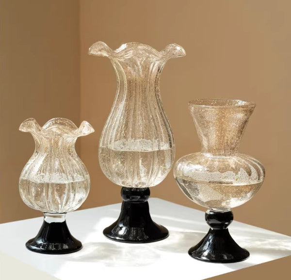 Contemporary Glass Vases, Mid Century Vases for Flowers, Handmade Modern Vases for Living Room, Unique Decorative Glass Vase, Centerpiece Vases on Table-Silvia Home Craft