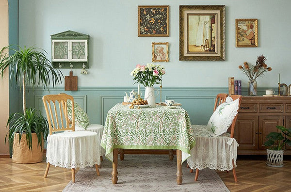 Large Rectangle Tablecloth for Dining Room Table, Square Tablecloth for Round Table, Farmhouse Table Cloth, Flower Pattern Tablecloth-Silvia Home Craft