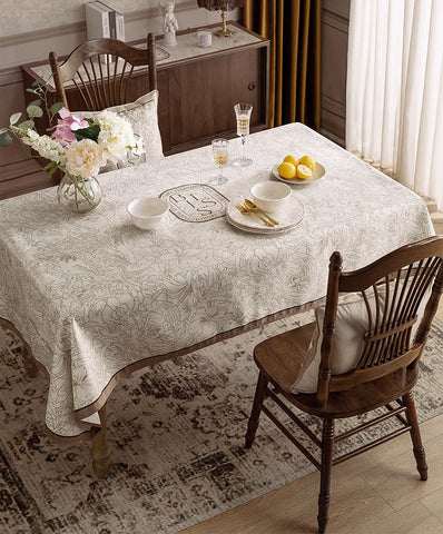 French Style Tablecloth for Dining Table, Beautiful Table Cover for Dining Room Table, Modern Rectangle Tablecloth for Oval Table-Silvia Home Craft