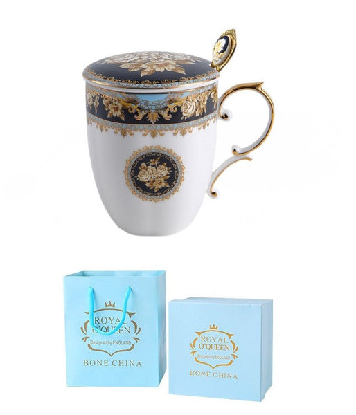 Beautiful British Ceramic Mugs, Large Capacity Ceramic Mugs for Office, Large Royal Bone China Porcelain Mug, Elegant Ceramic Coffee Mug-Silvia Home Craft