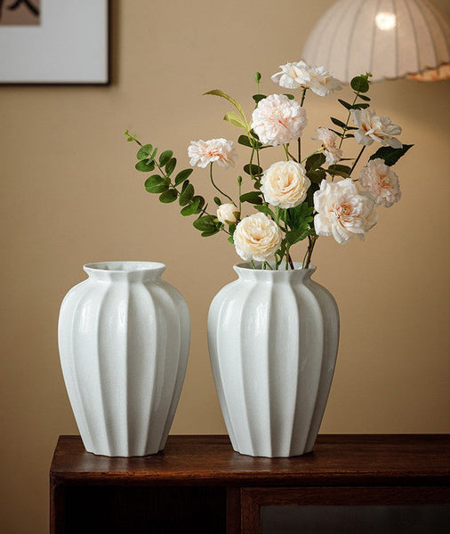 Large Flower Vases on Table, Centerpiece Ceramic Bud Vases, Porcelain Flower Vases, Handmade Water Holding Flower Vase-Silvia Home Craft