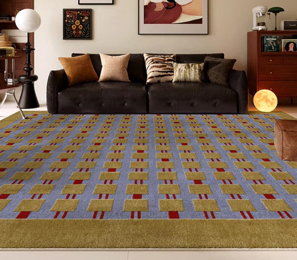 Mid Century Modern Rugs for Living Room, Vintage Area Rugs for Bedroom, Large Contemporary Area Rugs for Dining Room-Silvia Home Craft