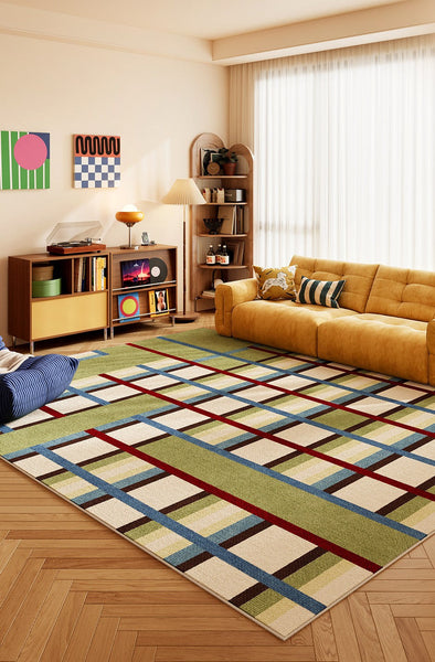 Modern Rugs under Sofa, Colorful Modern Carpets for Dining Room, Modern Rugs for Living Room, Abstract Contemporary Rugs for Bedroom-Silvia Home Craft