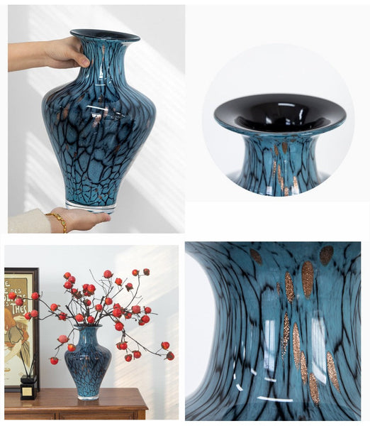 Handmade Liuli Vases, Centerpiece Vases on Table, Colored Glaze Vase for Modern Home Decor, Glass Bud Vases, Bouquet Flower Vase-Silvia Home Craft