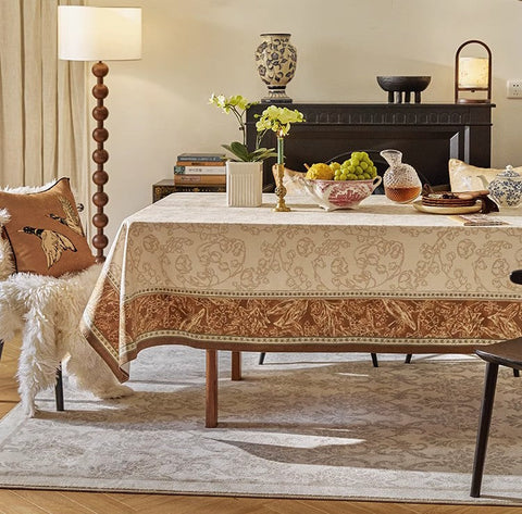 Extra Large Modern Rectangular Tablecloth for Dining Room Table, Flower Farmhouse Table Covers, Square Tablecloth for Round Table, Mid Century Tablecloth for Living Room-Silvia Home Craft
