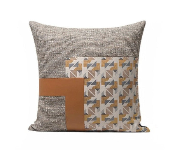 Modern Throw Pillows for Living Room, Large Simple Modern Pillows, Decorative Modern Sofa Pillows, Brown Orange Modern Throw Pillows for Couch-Silvia Home Craft