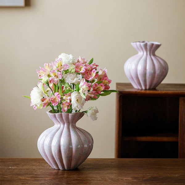 Modern Flower Vase Centerpiece on Table, Handmade Water Holding Flower Vases, Porcelain Flower Vases, Ceramic Bouquet Vases-Silvia Home Craft