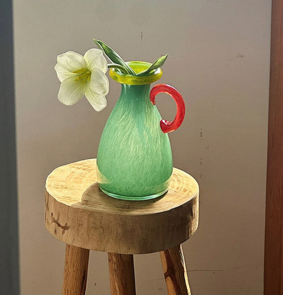 Cute Handmade Glass Bud Vases, Decorative Flower Vases, Flower Vases on Table, Small Flower Vase, Modern Glass Flower Vases-Silvia Home Craft