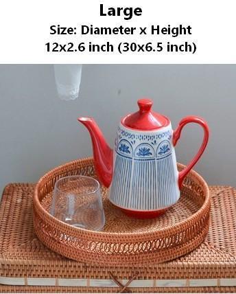 Woven Round Storage Basket, Rattan Stroage Baskets, Storage Baskets for Kitchen, Storage Baskets for Dining Room-Silvia Home Craft