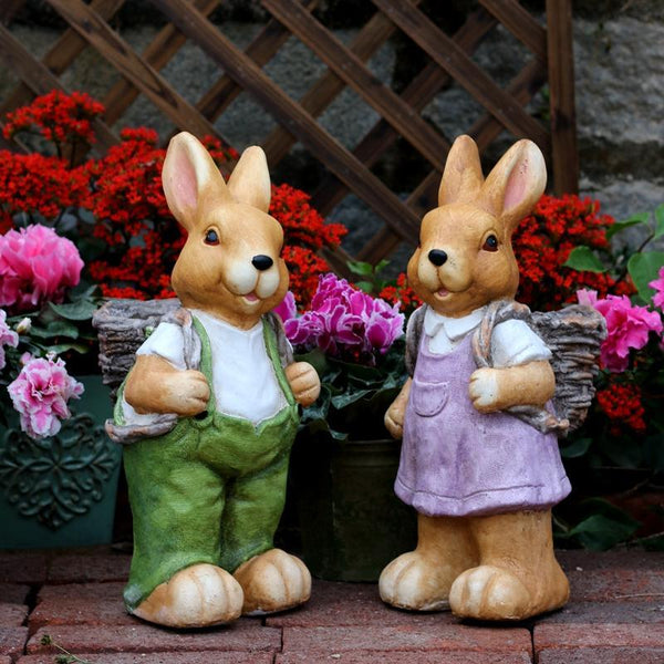 Garden Animal Statues, Large Garden Statues, Large Rabbit Statue for Garden, Bunny Flower Pot, Garden Ornament, Gardening Decoration Ideas-Silvia Home Craft
