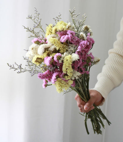 Flower Bunches, Dried Floral, Dried Flowers, A Bunch Dried Myosotis Flowers with Limoniums-Silvia Home Craft