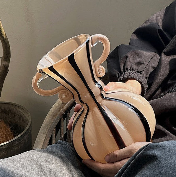 Modern Glass Flower Vases, Glass Flower Vases, Handmade Glass Bud Vases, Water Holding Flower Vases, Flower Vases on Table-Silvia Home Craft