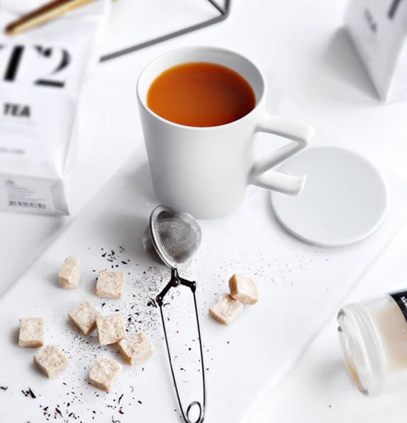 Modern Handmade Pottery Coffee Cup, Creative White Ceramic Coffee Mugs, Large Unique Tea Cup, Large Capacity Coffee Cups-Silvia Home Craft