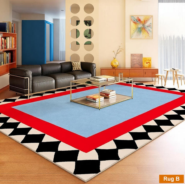 Living Room Contemporary Modern Rugs, Geometric Modern Rugs, Modern Carpets under Coffee Table, Colorful Modern Rugs for Bedroom-Silvia Home Craft