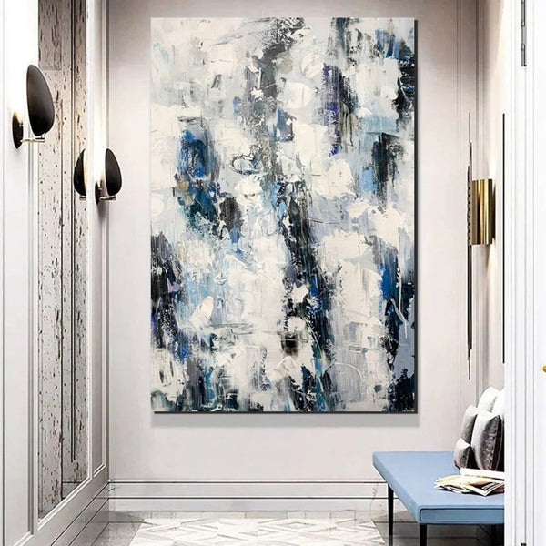 Modern Paintings Behind Sofa, Abstract Paintings for Dining Room, Buy Paintings Online, Palette Knife Canvas Art, Impasto Wall Art-Silvia Home Craft