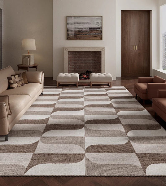 Large Modern Rugs under Dining Room Table, Abstract Modern Rugs for Living Room, Contemporary Geometric Carpets, Contemporary Modern Rugs-Silvia Home Craft