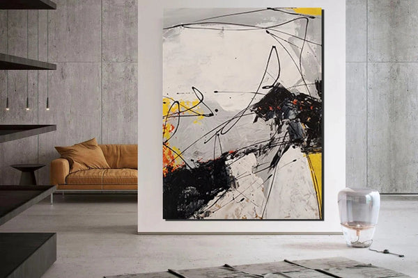 Dining Room Canvas Painting, Large Canvas Painting for Office, Simple Modern Acrylic Paintings, Contemporary Modern Artwork-Silvia Home Craft