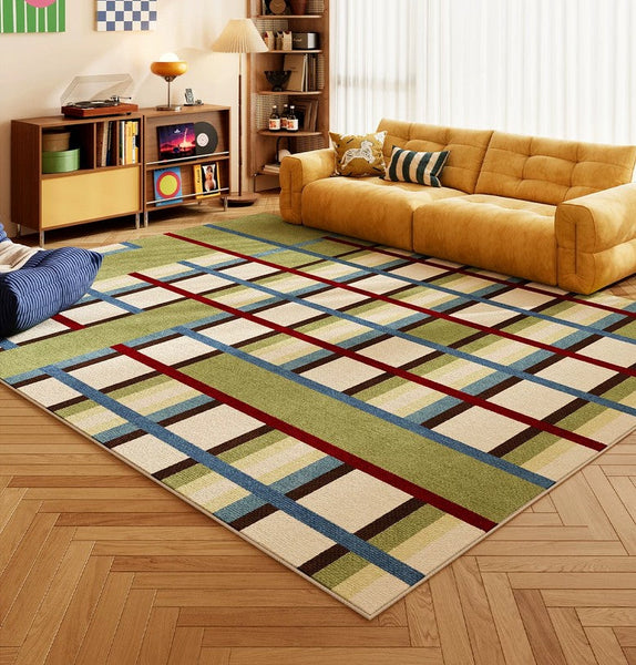 Modern Rugs under Sofa, Colorful Modern Carpets for Dining Room, Modern Rugs for Living Room, Abstract Contemporary Rugs for Bedroom-Silvia Home Craft