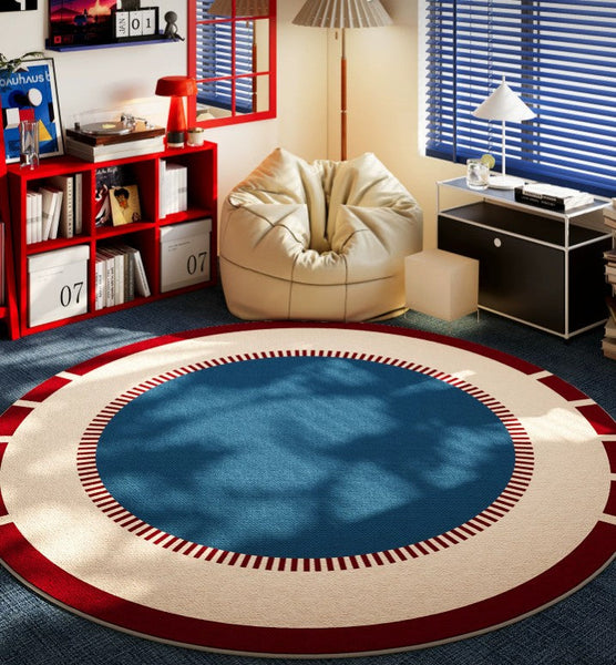 Modern Rugs for Dining Room, Circular Modern Rugs for Apartment, Abstract Contemporary Round Rugs for Dining Room, Geometric Modern Rug Ideas for Living Room-Silvia Home Craft